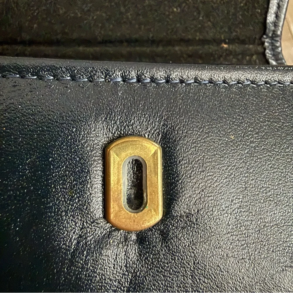 Vintage Princess Gardner Key Pouch Full Grain Cowhide Navy‎ Blue Gold Papers